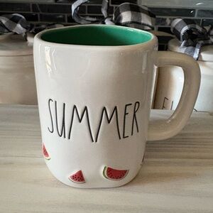 Rae Dunn SUMMER Cream and Green Watermelon 🍉 Ceramic Mug